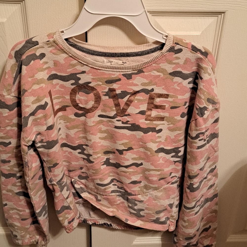 Love Kids Camo Sweatshirt - Pink, Green, and Gray Good used condition
